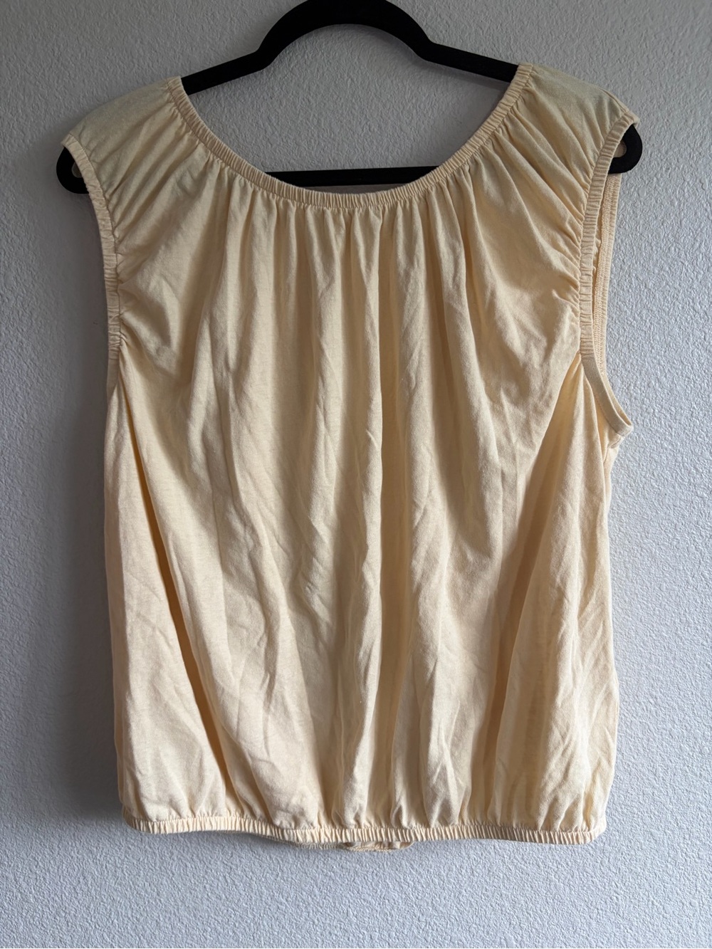 Madewell Butter Yellow Gathered Neck Sleeveless Tank